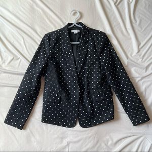 Liz Claiborne Black and White Polka Dot Blazer Large